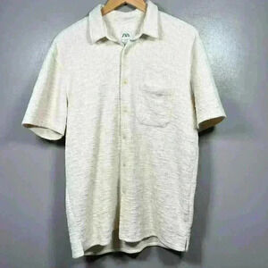 ZARA Cabana Resort Relaxed Button Up Collared Textured Linen Look Top Women XL